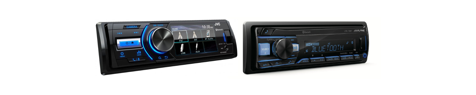 Automotive and Marine-Grade DIN-Size In-Dash Audio Video Receivers.