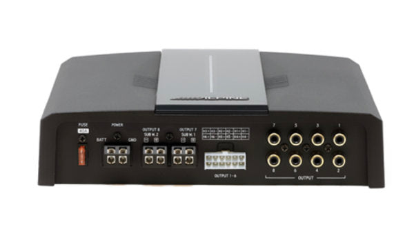 Alpine Optim8 PXE-C80-88 : 8ch x 50W @ 2Ω/4Ω Amplifier w/OEM Integration DSP, output section.