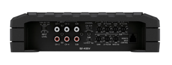 5ch Amplifier 60W/40W x 4ch + 300W/200W Mono @ 2Ω/4Ω, input and settings section.