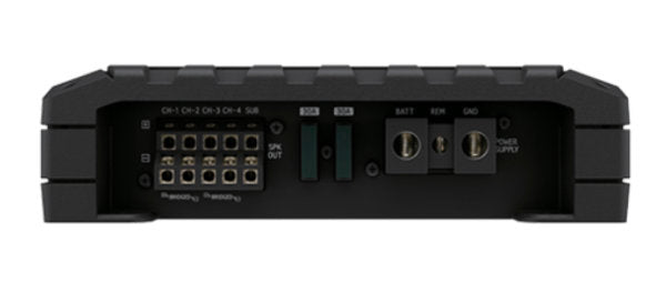 5ch Amplifier 60W/40W x 4ch + 300W/200W Mono @ 2Ω/4Ω, output section.