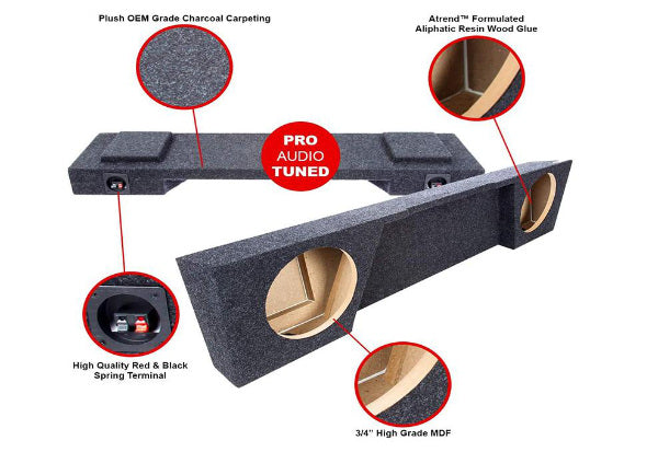 A-Trend A144-10CP : Dual 10" Sealed Sub Box, 2014-2019 Silverado Sierra Extended Cab, specs.