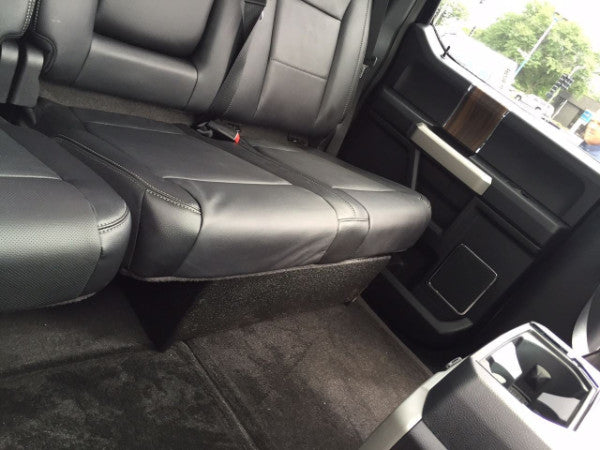 A-Trend A361-10CP : Single 10" Sealed Sub Box for F-150 Super Crew 2009-2018, shown installed.