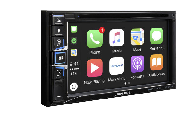 Alpine INE-W970HD : 6.5" DDIN Bluetooth Navigation CD/DVD Head Unit, front side view.