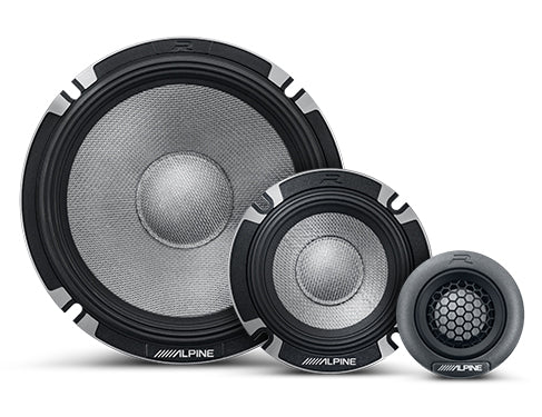Alpine R2-S653 : 6.5" PRO 3-Way Component Door Speaker System, woofer mid and tweeter.