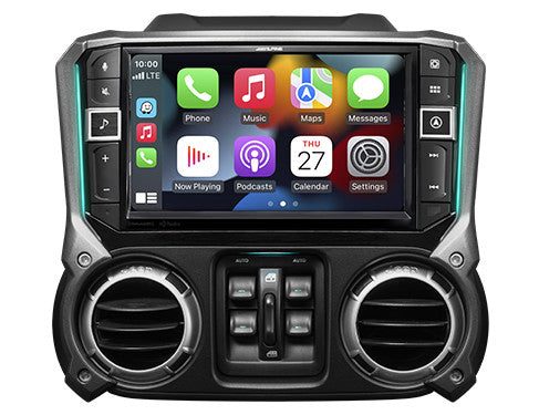Alpine i509-WRA-JK : 9" DDIN Style Bluetooth Mechless Head Unit, CarPlay screen.