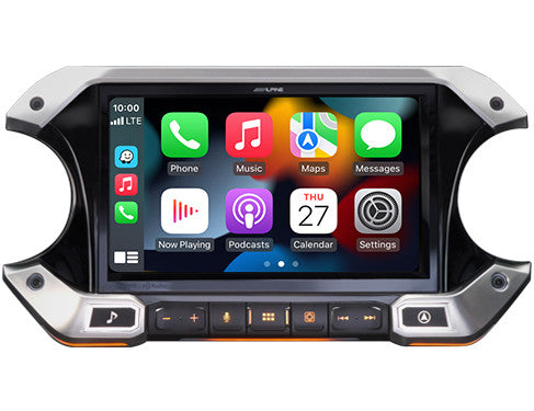 Alpine i509-WRA-JL : 9" DDIN Style Bluetooth Mechless Head Unit, with CarPlay screen.