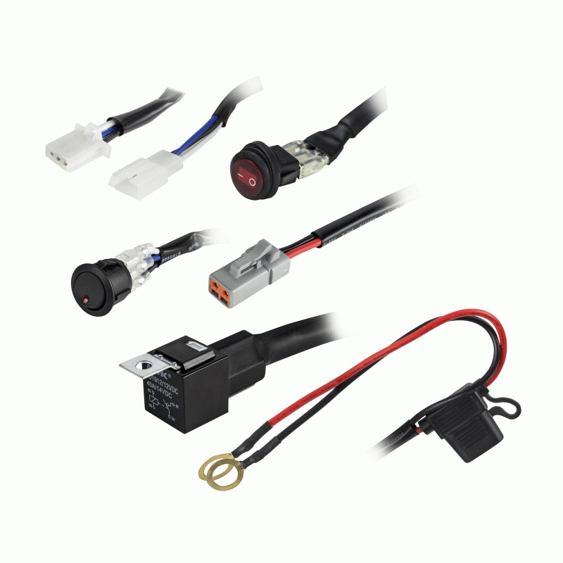 Heise Add-On Universal Light Bar Switch and Wiring Harness, contents.