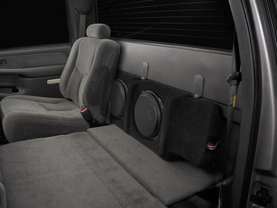 JL Audio SB-GM-SLVCRW/10TW3 : Dual 10" 800W 2Ω Thin Subwoofer Enclosure, shown installed.