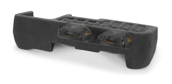 JL Audio SB-GM-SLVD4/10TW3 : Dual 10" 800W 2Ω Thin Subwoofer Enclosure, cutaway view.