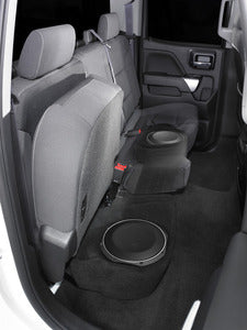 JL Audio SB-GM-SLVD/10TW1/BK : Dual 10" 600W RMS 2Ω Thin Subwoofer Enclosure, shown installed.
