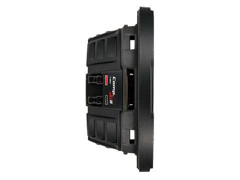 Kicker 43CWRT8 : 300W 8" Thin Subwoofer Driver, 2Ω Dual Voice Coil side view.