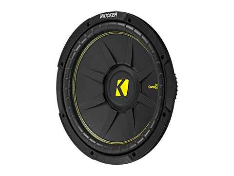 Kicker 44CWC : 12-Inch 300-Watt Subwoofer Driver, 4-Ohm SVC or 4-Ohm DVC, front side view.