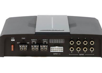 Alpine Optim8 PXE-C80-88 : 8ch x 50W @ 2Ω/4Ω Amplifier w/OEM Integration DSP, output section.