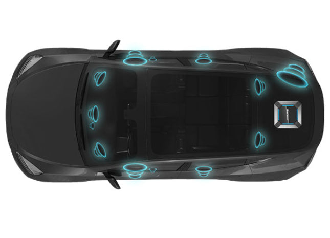 Alpine PSS-TSLA-223P : 13-Channel Hi-Res Sound System Upgrade w/DSP, speaker diagram.