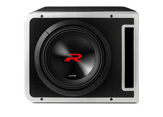 Alpine R2-SB10V : 10" Passive Loaded Subwoofer Enclosure, front view.