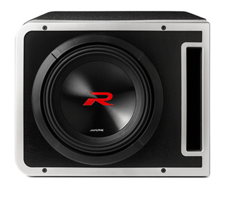 Alpine R2-SB10V : 10" Passive Loaded Subwoofer Enclosure, front view.