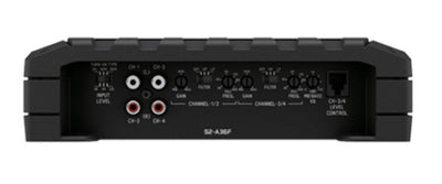 90W/60W x 4ch Amplifier @ 2Ω/4Ω, input and settings section.