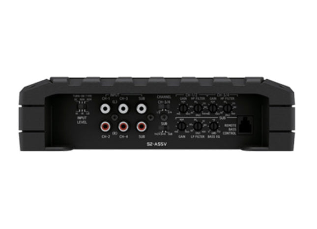 5ch Amplifier 60W/40W x 4ch + 300W/200W Mono @ 2Ω/4Ω, input and settings section.