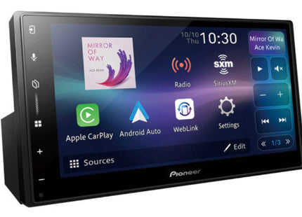 Pioneer DMH-W3000NEX : 6.8" DDIN Size BT Mechless WiFi Stereo, side view.