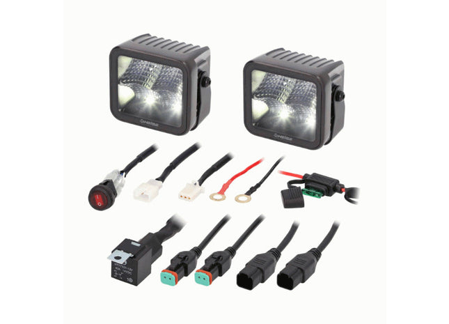 Heise HE-BCF32PK : 3" 4-LED Blackout Series Automotive Fog Light wiring contents.