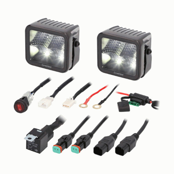 Heise HE-BCF32PK : 3" 4-LED Blackout Series Automotive Fog Light wiring contents.