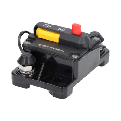 Install Bay Circuit Breakers : 50A Waterproof Circuit Breaker, top side view.