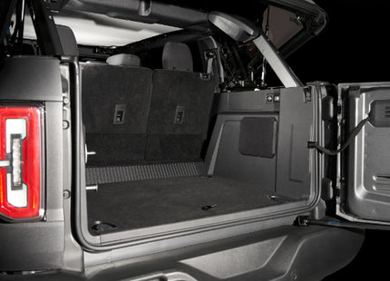 JL Audio SBX-F-BRONCG6/10TW1 : 10" 300W Thin Subwoofer Enclosure @ 2Ω, 2021-UP Ford Bronco, shown installed.