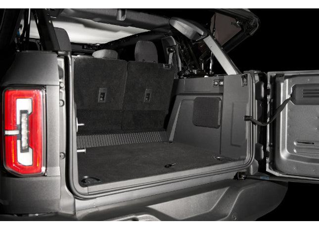 JL Audio SBX-F-BRONCG6/10TW1 : 10" 300W Thin Subwoofer Enclosure @ 2Ω, 2021-UP Ford Bronco, shown installed.