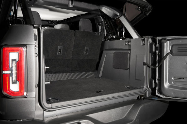 JL Audio SBX-F-BRONCG6/10TW1 : 10" 300W Thin Subwoofer Enclosure @ 2Ω, 2021-UP Ford Bronco, shown installed.