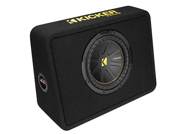 Kicker 50TCWC102 : 10" 300W  2Ω Thin Subwoofer Enclosure, front side.