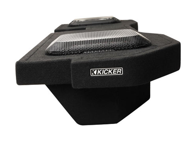 Kicker 51KRDL7T102 : Dual 10" 1000W 2Ω Thin Subwoofer Enclosure, side view.