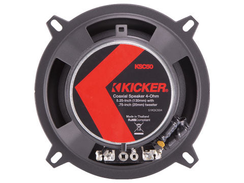Kicker 51KSC504 : 5.25" 75W RMS Coaxial Speakers, rear view.