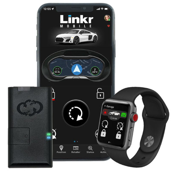 Omega LINKR-LT3 : Cellular GPS Tracking and add on Remote Start Controller, App Compatibility shown.