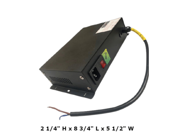 Smart Tint H-300R : Power Supply with Remote Control or Wall Switch, side view dimensions.