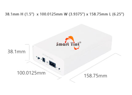 Smart Tint H-30R : Power Supply with Remote Control or Wall Switch, side view dimensions.