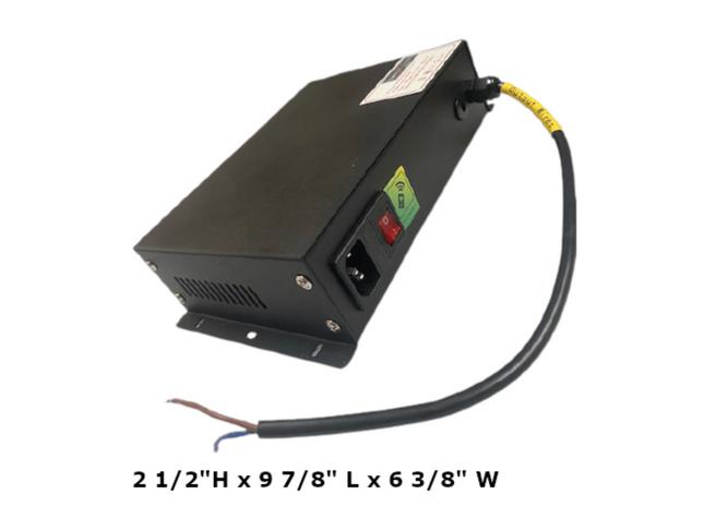Smart Tint H-400R : Power Supply with Remote Control or Wall Switch, side view dimensions.