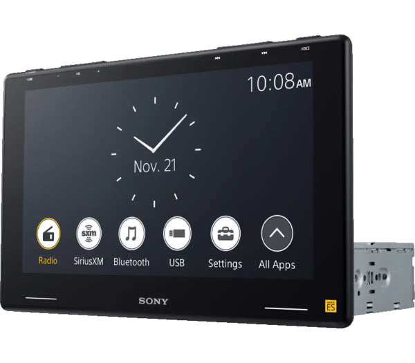 Sony XAV-9500ES : 10.1" Halo Style Hi-Res Bluetooth Mechless Head Unit, front side view.