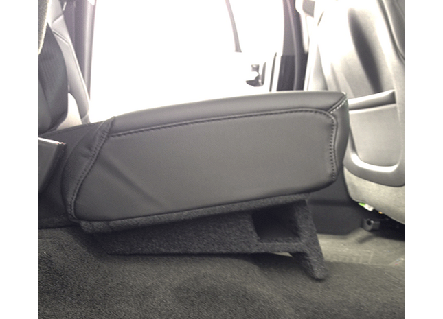 A-Trend A134-10CPV : Single 10" Vented Sub Box, 2014-2018 Silverado Sierra Extended Cab, installed.