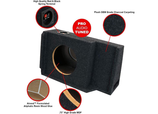 A-Trend A141-10CPV : Single 10" Vented Sub Box, 1999-2007 Silverado Sierra Extended Cab,  specs.