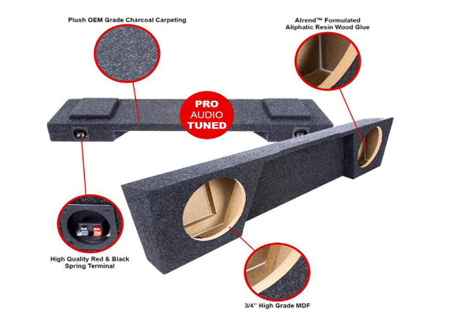 A-Trend A144-10CP : Dual 10" Sealed Sub Box, 2014-2019 Silverado Sierra Extended Cab, specs.