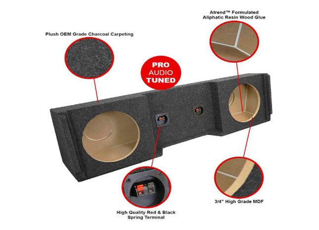 A-Trend A152-12CP : Dual 12" Sealed Sub Box, 1999-2007 Silverado Sierra Extended Cab, specs.