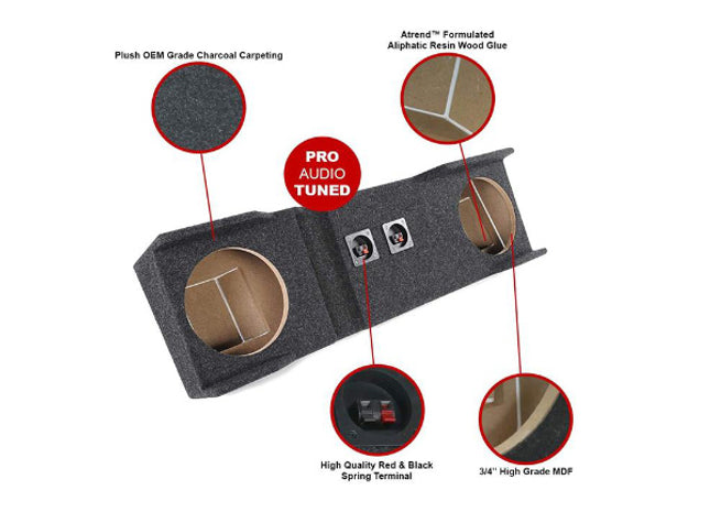 A-Trend A162-10CP : Dual 10" Sealed Sub Box, 1999-2006 Silverado Sierra HD Crew Cab, specs.