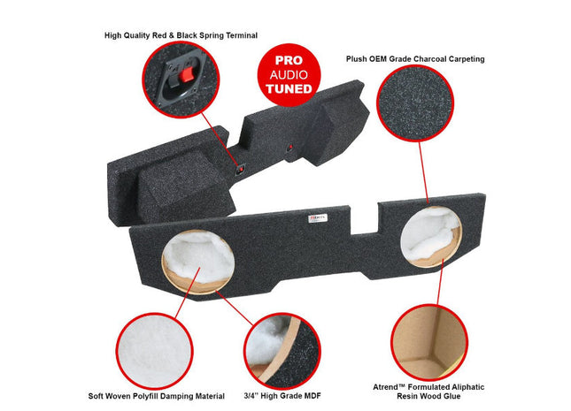 A-Trend A202-12CP : Dual 12" Sealed Sub Box for RAM Quad Cab 2002-2018, specs.