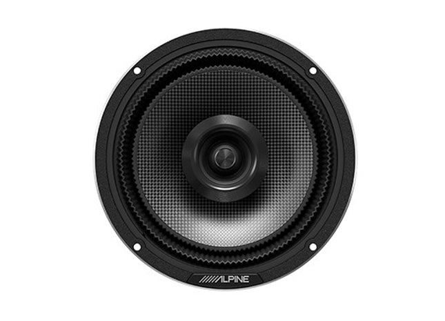 Alpine HDZ-65 : 6.5" Coaxial Door Speakers, top side view.