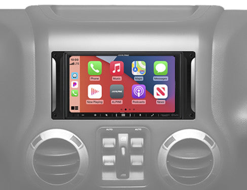 Alpine i407-WRA-JK : 7" DDIN Style Bluetooth Mechless Head Unit, CarPlay screen.