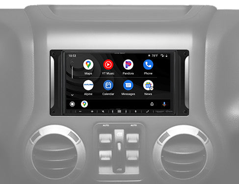 Alpine i407-WRA-JK : 7" DDIN Style Bluetooth Mechless Head Unit, front view.