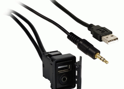 Axxess Interface AXUSB35-SKT : Add-On USB and Mini Audio Input Panel Mount Jack