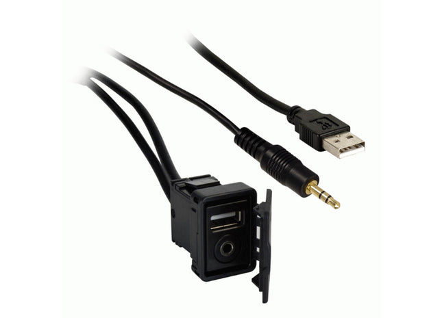 Axxess Interface AXUSB35-SKT : Add-On USB and Mini Audio Input Panel Mount Jack