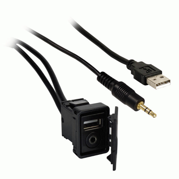 Axxess Interface AXUSB35-SKT : Add-On USB and Mini Audio Input Panel Mount Jack
