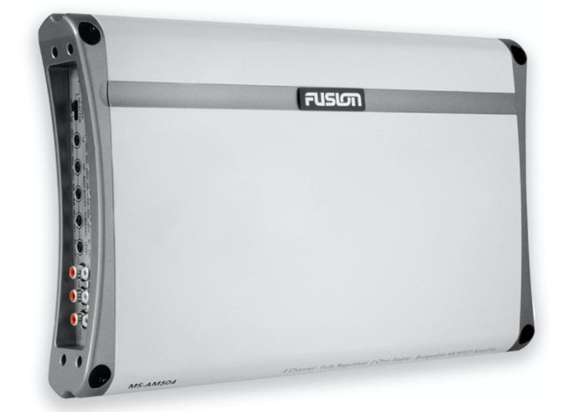 Fusion MS-AM504 : 4Ch. Marine Amplifier, front side view.